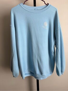 Aerie Smiley Real Dreams Oversized Crewneck Sweatshirt Sky Blue XS